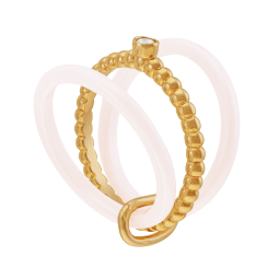 Bague en plaqué or, oxyde de zirconium et céramique