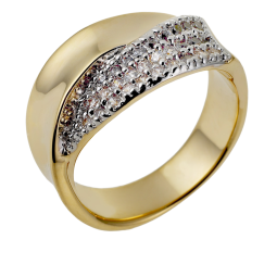 Bague croisée en plaqué or avec des oxydes de zirconium