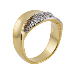 Bague croisée en plaqué or avec des oxydes de zirconium