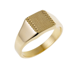 Chevalière rectangle en plaqué or diamantée sur les côtés