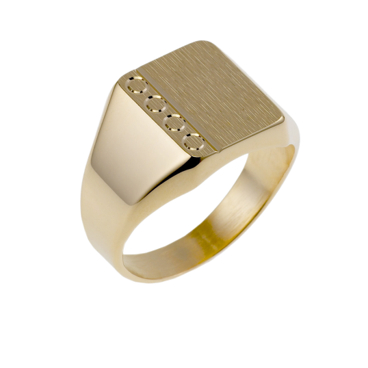 Chevalière tonneau en plaqué or diamantée sur les côtés