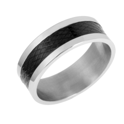 Bague en acier et acier noir