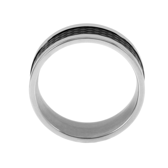 Bague en acier et acier noir