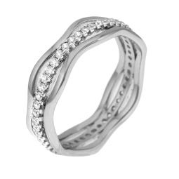 Bague en argent rhodié et oxydes de zirconium