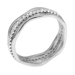 Bague en argent rhodié et oxydes de zirconium