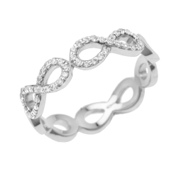 Bague en argent rhodié et oxydes de zirconium
