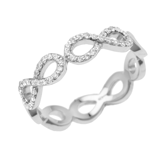 Bague en argent rhodié et oxydes de zirconium