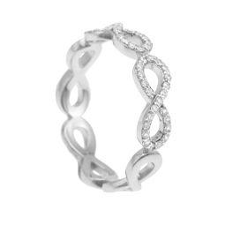 Bague en argent rhodié et oxydes de zirconium