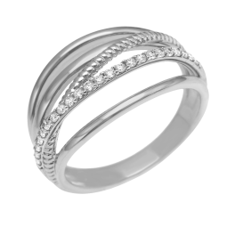Bague en argent rhodié et oxydes de zirconium