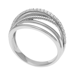 Bague en argent rhodié et oxydes de zirconium