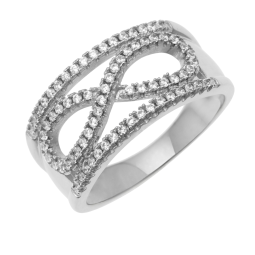 Bague en argent rhodié et oxydes de zirconium