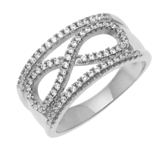 Bague en argent rhodié et oxydes de zirconium Bague en argent rhodié et oxydes de zirconium