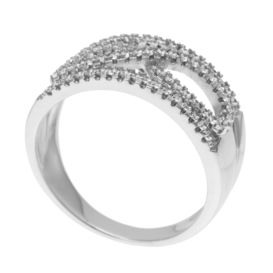 Bague en argent rhodié et oxydes de zirconium Bague en argent rhodié et oxydes de zirconium