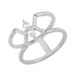 Bague en argent rhodié et oxydes de zirconium