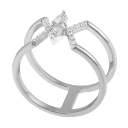 Bague en argent rhodié et oxydes de zirconium