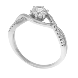 Bague en argent rhodié, oxydes de zirconium