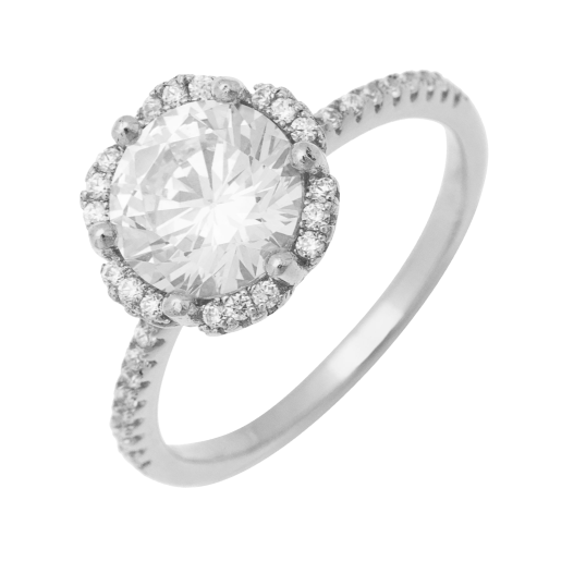 Bague en argent rhodié et oxydes de zirconium