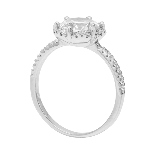Bague en argent rhodié et oxydes de zirconium