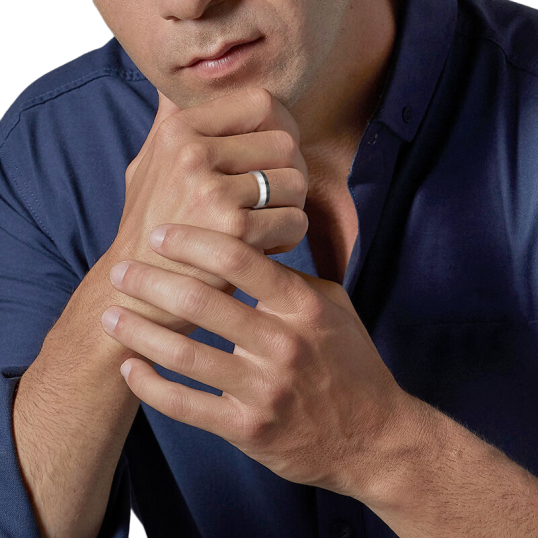 Bague en acier et céramique