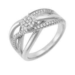 Bague en argent rhodié et oxydes de zirconium