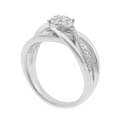 Bague en argent rhodié et oxydes de zirconium