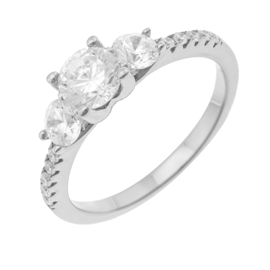 Bague en argent rhodié et oxydes de zirconium