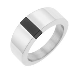 Bague en acier et acier noir 