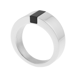 Bague en acier et acier noir 