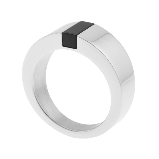 Bague en acier et acier noir  Bague en acier et acier noir