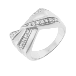 Bague en argent rhodié et oxydes de zirconium