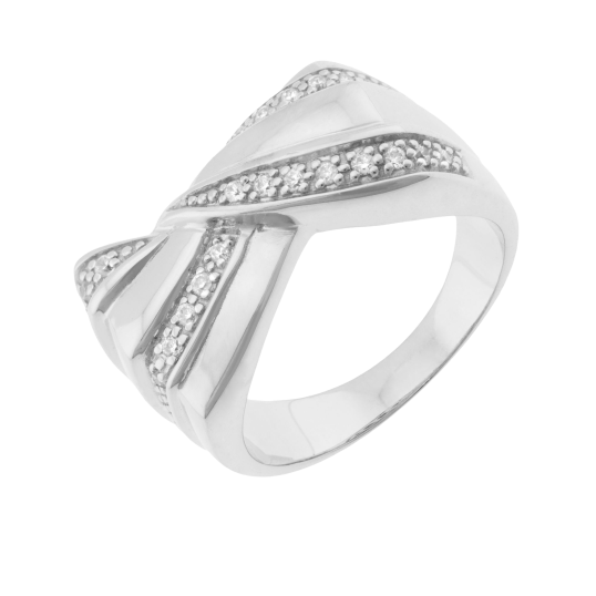 Bague en argent rhodié et oxydes de zirconium