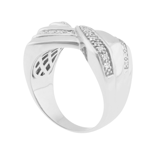 Bague en argent rhodié et oxydes de zirconium