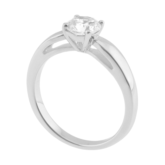 Bague en argent rhodié et oxyde de zirconium
