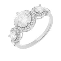 Bague en argent rhodié, oxydes de zirconium