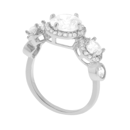 Bague en argent rhodié, oxydes de zirconium