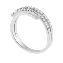Bague en argent rhodié et oxydes de zirconium
