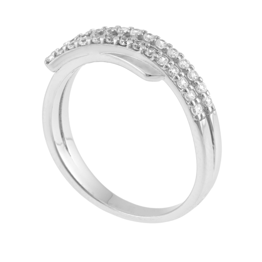 Bague en argent rhodié et oxydes de zirconium