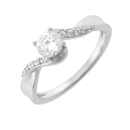 Bague en argent rhodié et oxydes de zirconium