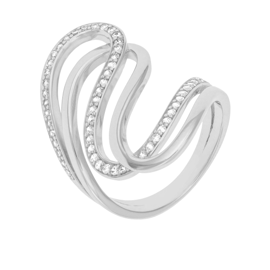 Bague en argent rhodié et oxydes de zirconium