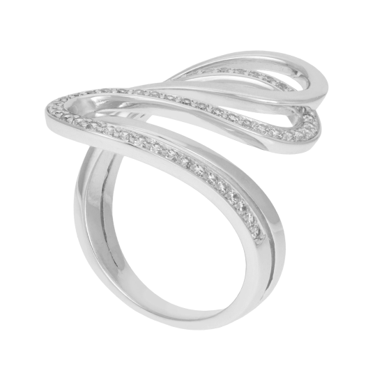 Bague en argent rhodié et oxydes de zirconium