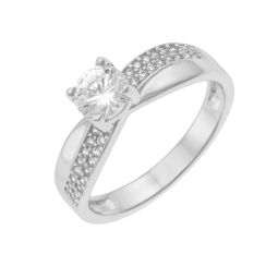 Bague en argent rhodié et oxydes de zirconium