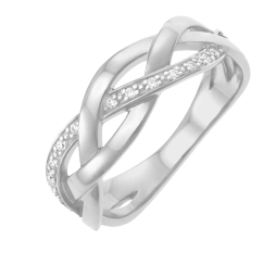 Bague en argent rhodié et oxydes de zirconium