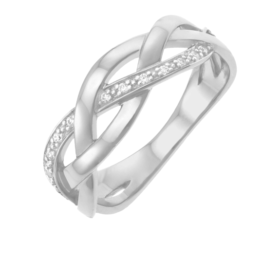 Bague en argent rhodié et oxydes de zirconium