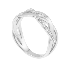 Bague en argent rhodié et oxydes de zirconium