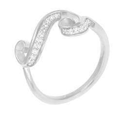Bague en argent rhodié, oxydes de zirconium