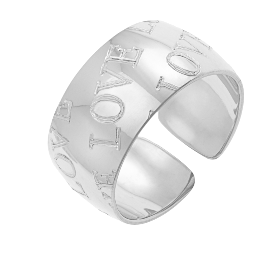 Bague en argent rhodié, love