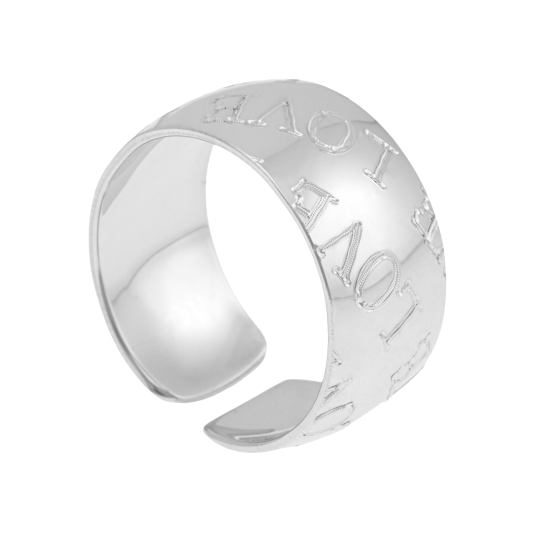 Bague en argent rhodié, love