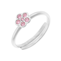 Bague en argent rhodié réglable, oxydes de zirconium