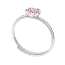 Bague en argent rhodié réglable, oxydes de zirconium