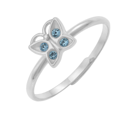 Bague en argent rhodié règlable, oxydes de zirconium